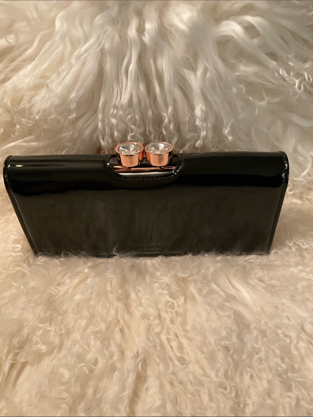 Ted Baker Black Patent Clasp Wallet